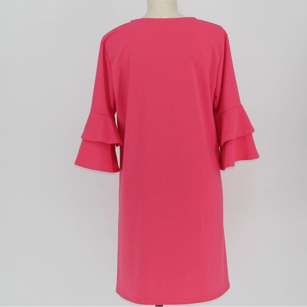 Zig Zag pink ruffle sleeve 2XL midi lose fitting dress - Picture 2 of 5